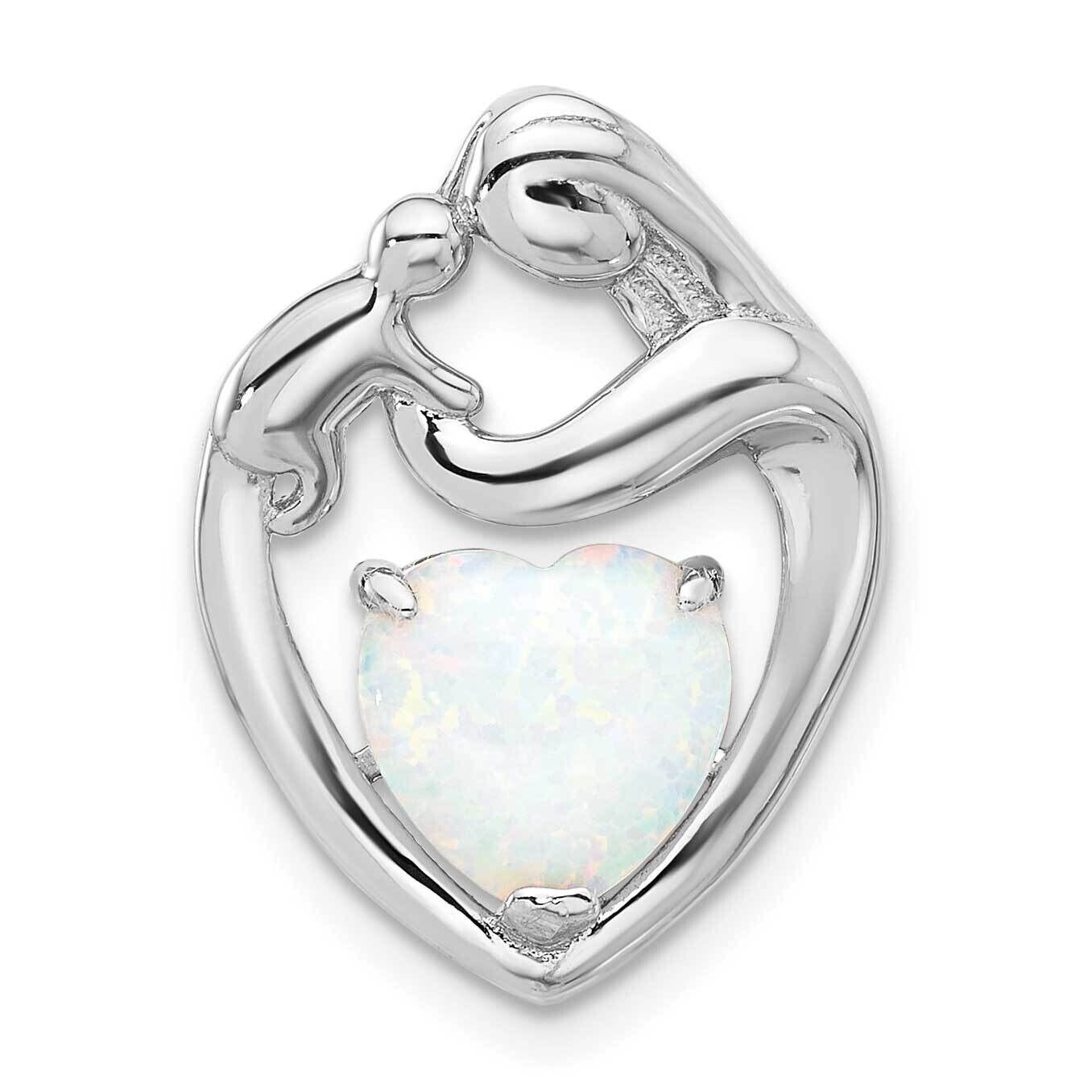 Created Opal Mother Child Heart Slide Sterling Silver Rhodium-Plated QC11303, MPN: QC11303,