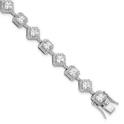 Cheryl M Fancy Brilliant-Cut Cushion-Cut CZ 7.5 Inch Bracelet Sterling Silver Rhodium-Plated QCM166…