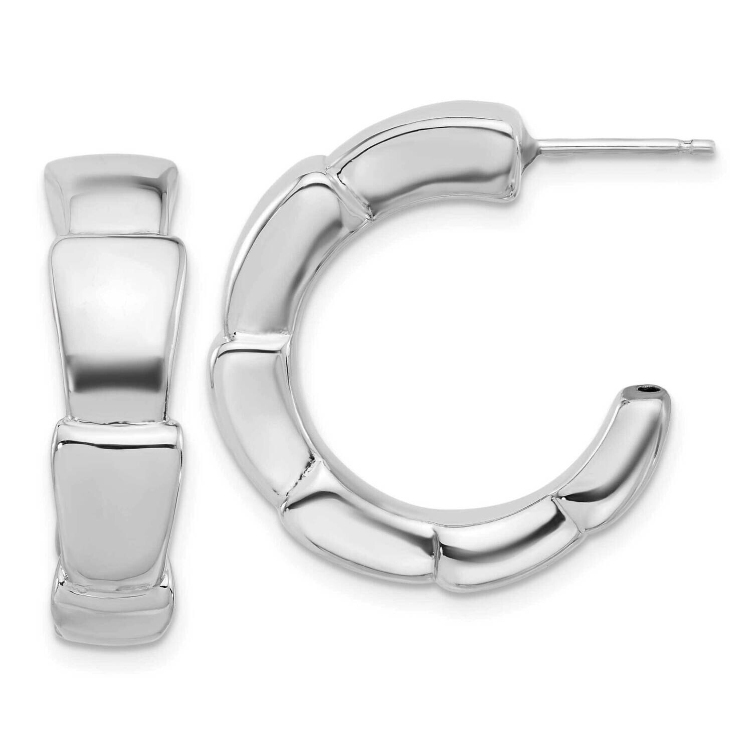 Polished Hoop Post Earrings Sterling Silver Rhodium-Plated QE16979, MPN: QE16979,