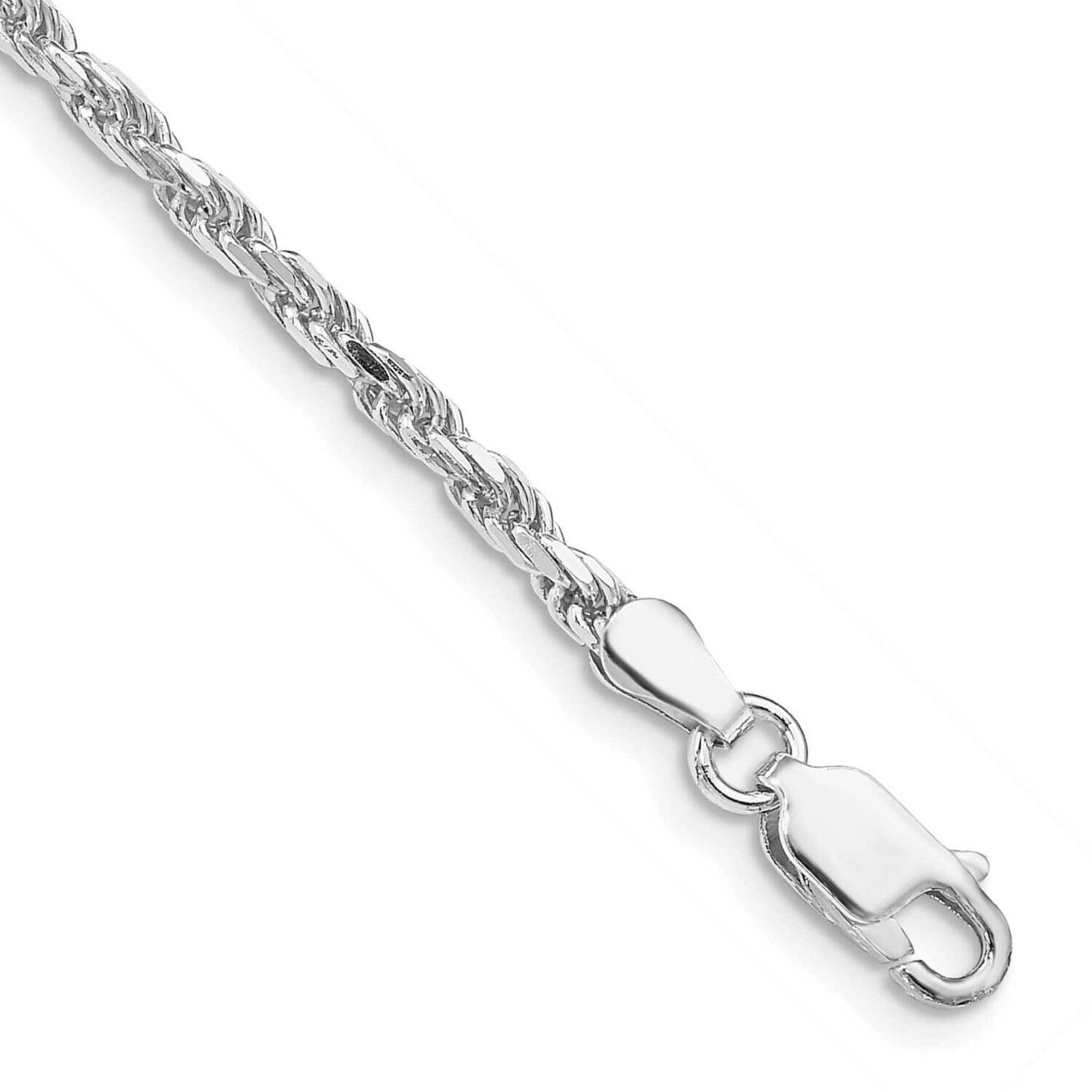 2.5mm Diamond-Cut Rope Chain 10 Inch Sterling Silver Rhodium-Plated QDC055R-10, MPN: QDC055R-10,