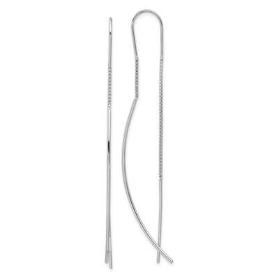 Polished Curved Bar Threader Earrings Sterling Silver Rhodium-Plated QE17064, MPN: QE17064,