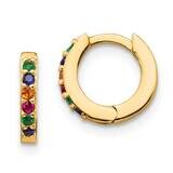 Prizma Flash Gold-Plated Colorful CZ Small Hinged Hoop Earrings Sterling Silver Gold-Tone 14k QE144…