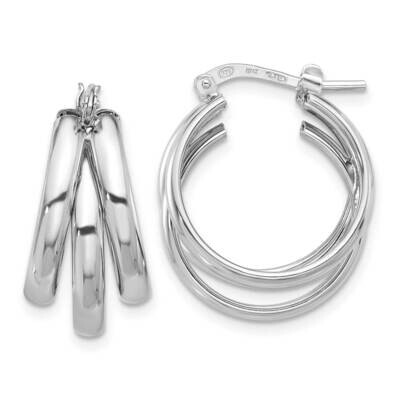 Polished Triple Hoop Earrings Sterling Silver Rhodium-Plated QE16859, MPN: QE16859,