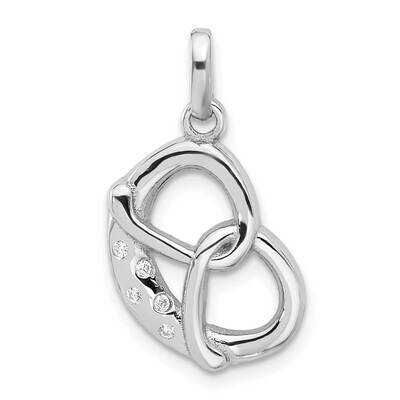 CZ Pretzel Pendant Sterling Silver Rhodium-Plated QC11375, MPN: QC11375,