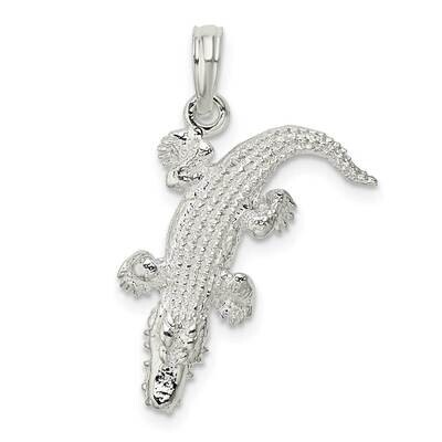 3D Alligator Pendant Sterling Silver Polished QC9863, MPN: QC9863, 637218146352