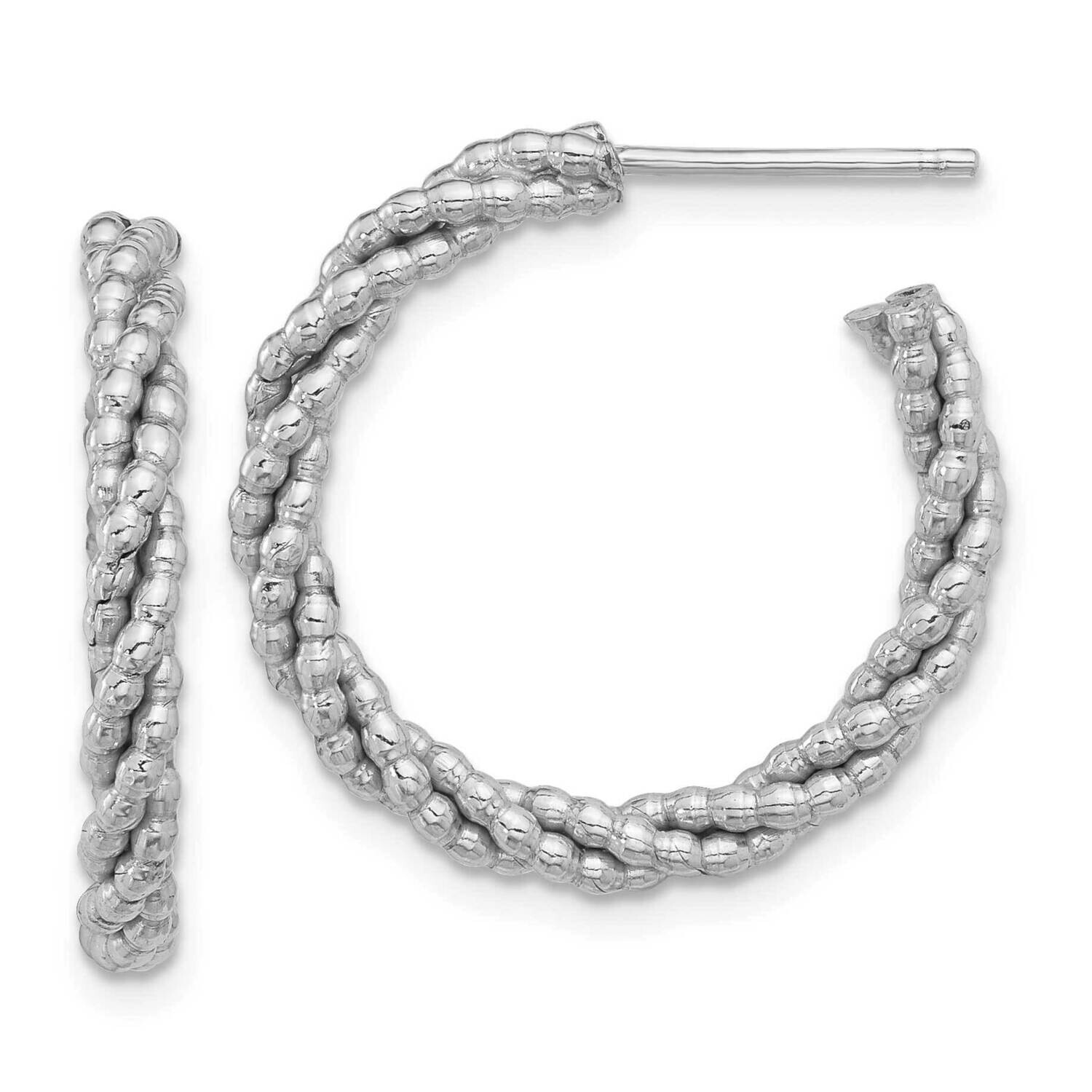 Textured Twisted C-Hoop Earrings Sterling Silver Rhodium-Plated QE16974, MPN: QE16974,