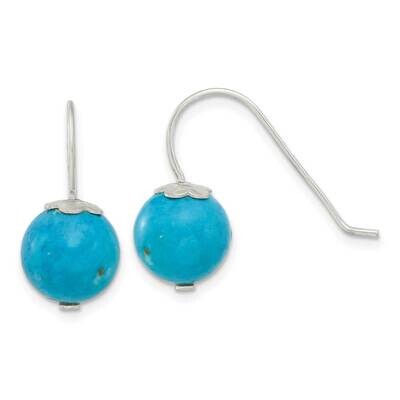 10mm Round Recon. Magnesite Dangle Earrings Sterling Silver Polished QE17386, MPN: QE17386,