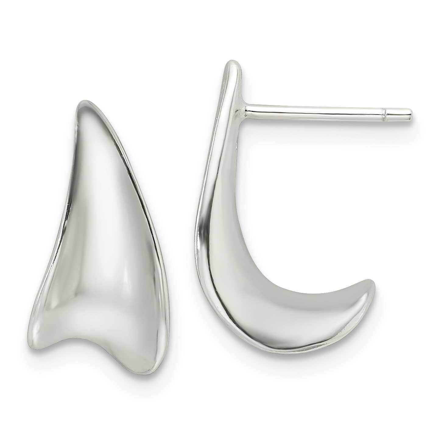 E-Coating Polished Fancy J Hoop Earrings Sterling Silver QE16981