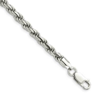 4.75mm Diamond-Cut Rope Chain 8 Inch Sterling Silver Rhodium-Plated QDC100R-8, MPN: QDC100R-8,