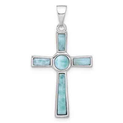 Larimar Cross Pendant Sterling Silver Rhodium-Plated QC11417, MPN: QC11417,