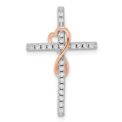 Rhod-Plated Rose-Tone CZ Cross/Heart Infinity Chain Slide Sterling Silver QC11435 by Men&#39;s Jewelry …