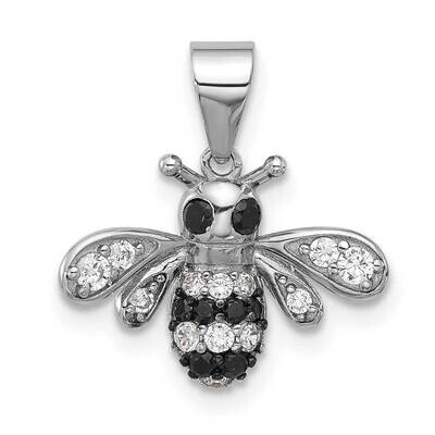 Rhodium Black Rhodium-Plated Bee CZ Pendant Sterling Silver QC11327, MPN: QC11327,