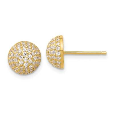 Gold-Tone Pavc CZ Domed Post Earrings Sterling Silver QE17030GP, MPN: QE17030GP,