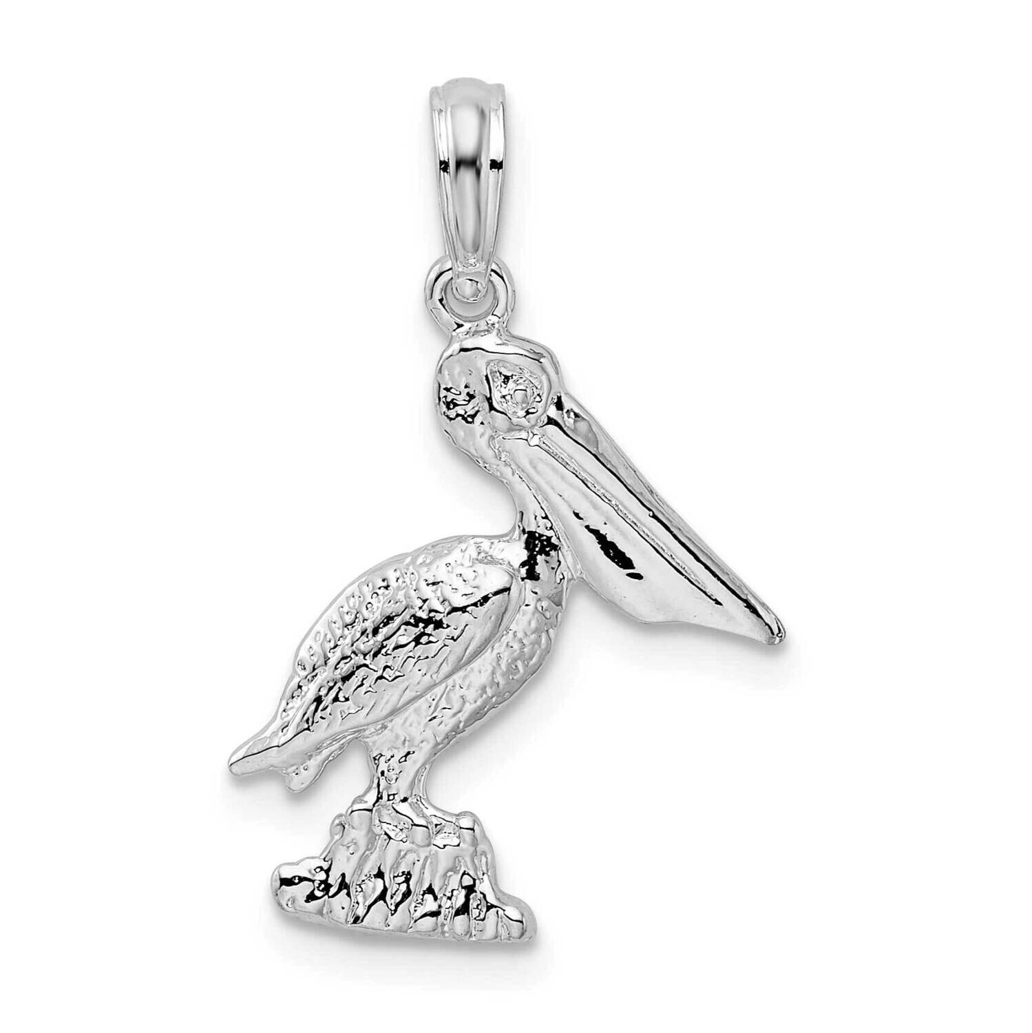 Standing Pelican Pendant Sterling Silver Polished QC9852