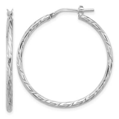 Polished Diamond-Cut 2.00mm Hoop Earrings Sterling Silver Rhodium-Plated QE16795, MPN: QE16795,