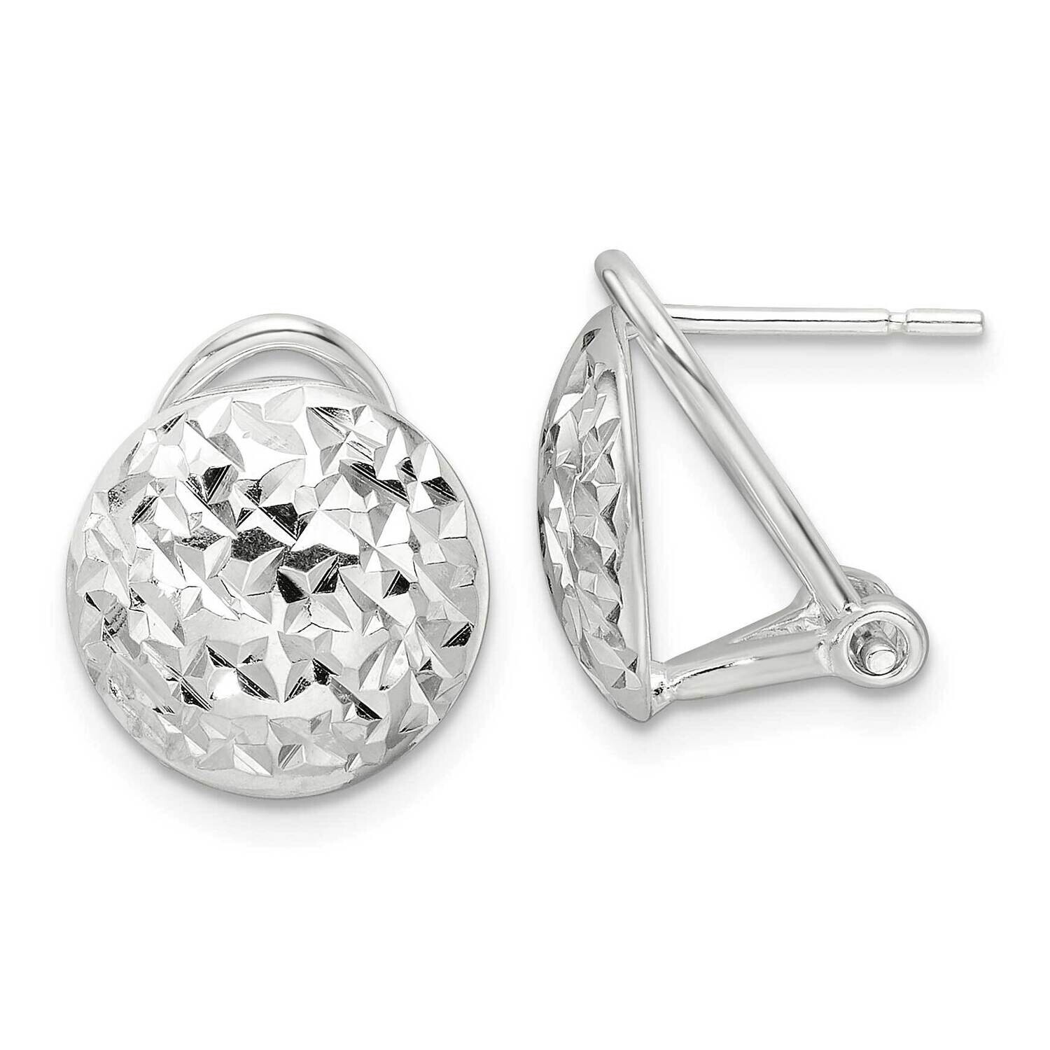 Diamond-Cut Circle Omega Back Post Earrings Sterling Silver Polished QE16937