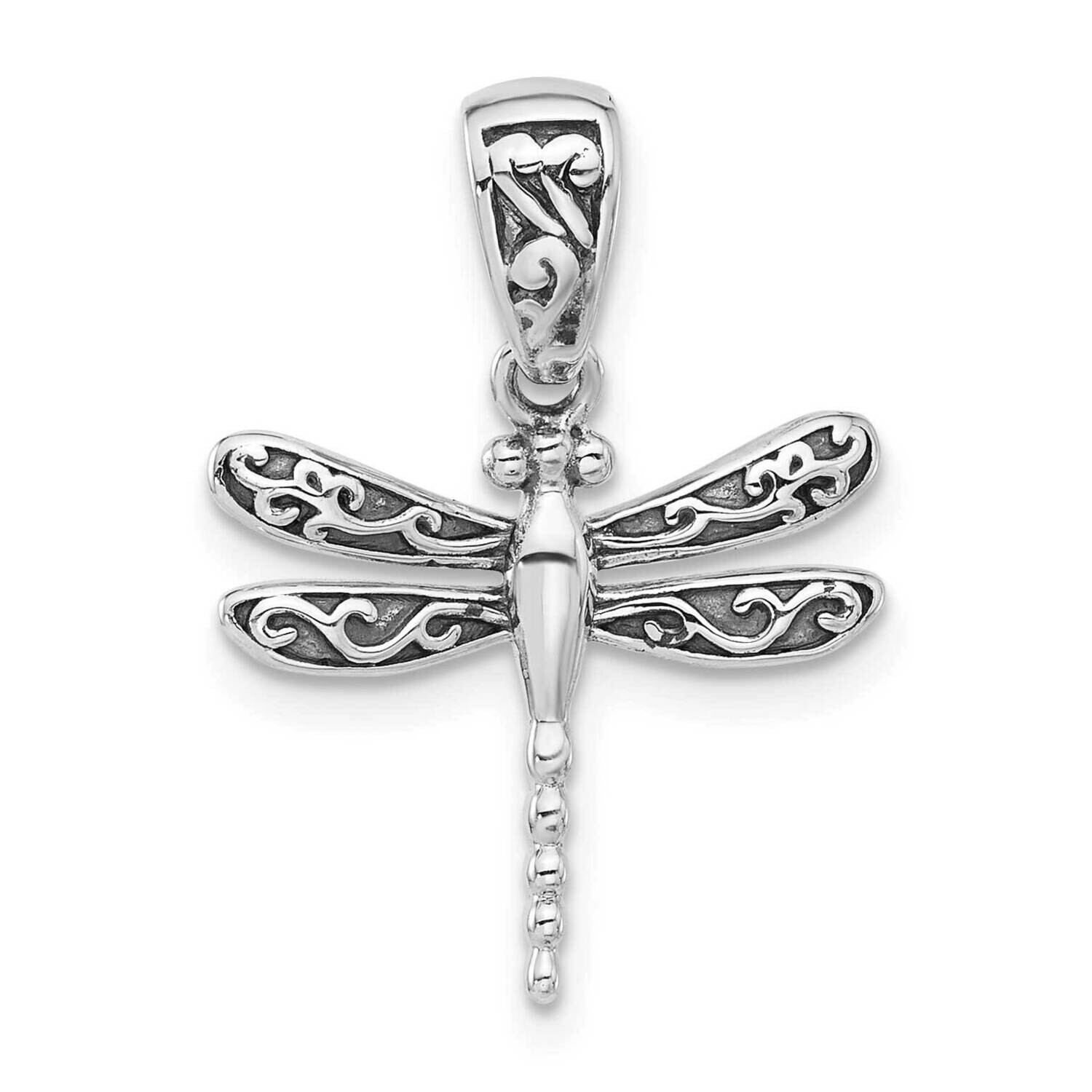Oxidized Dragonfly Pendant Sterling Silver Rhodium-Plated QC11325, MPN: QC11325,