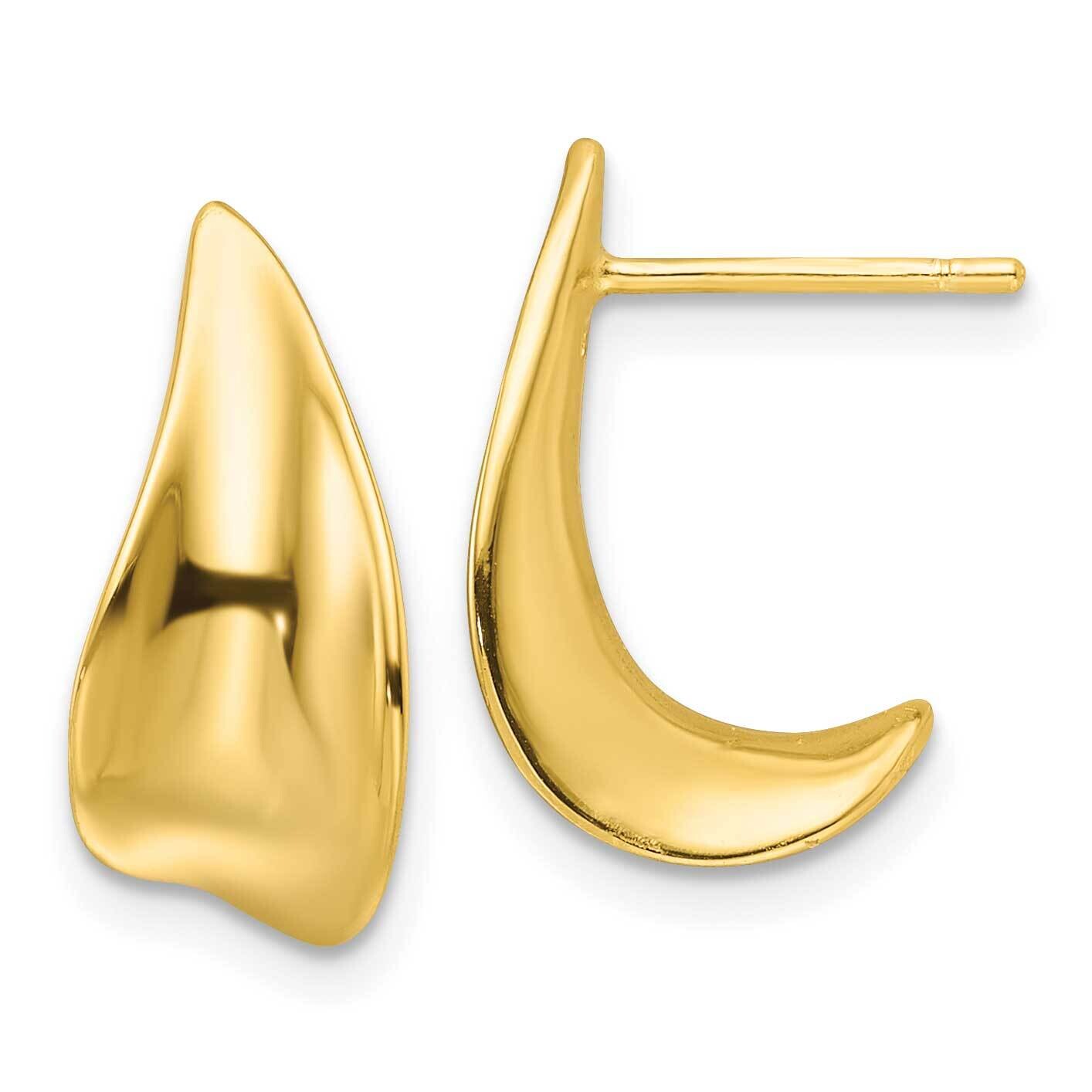 Gold-Tone Polished Fancy J Hoop Earrings Sterling Silver QE16981GP, MPN: QE16981GP,