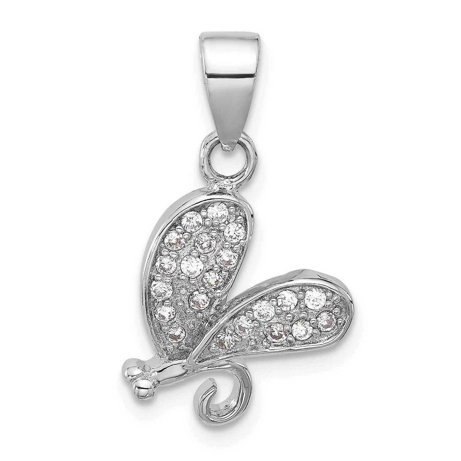 CZ Dragonfly Pendant Sterling Silver Rhodium-Plated QC11329
