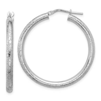 Diamond-Cut 3.00mm Hoop Earrings Sterling Silver Rhodium-Plated QE16797, MPN: QE16797,