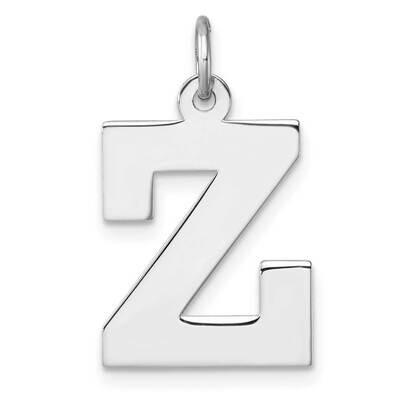 Large Block Letter Z Initial Charm Sterling Silver Rhodium-Plated QC11255Z, MPN: QC11255Z,