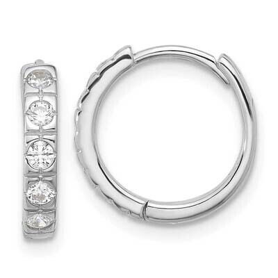 CZ 2.75mm Hinged Hoop Earrings Sterling Silver Rhodium-Plated QE17192, MPN: QE17192,