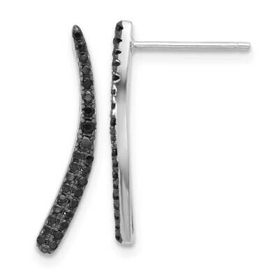 Polished Black CZ Post Dangle Earrings Sterling Silver Rhodium-Plated QE17119, MPN: QE17119,