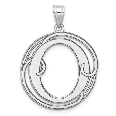 Large Fancy Script Letter O Initial Pendant Sterling Silver Rhodium-Plated QC11258O, MPN: QC11258O,
