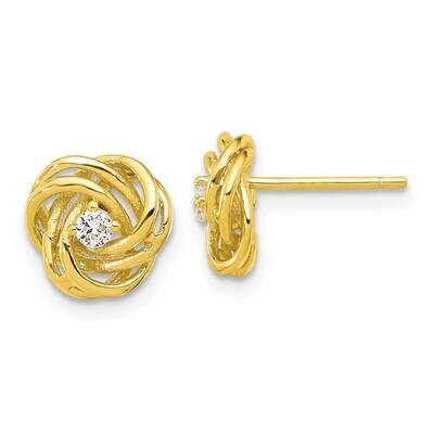 Gold-Tone Love Knot CZ Stud Earrings Sterling Silver QE17480GP, MPN: QE17480GP,