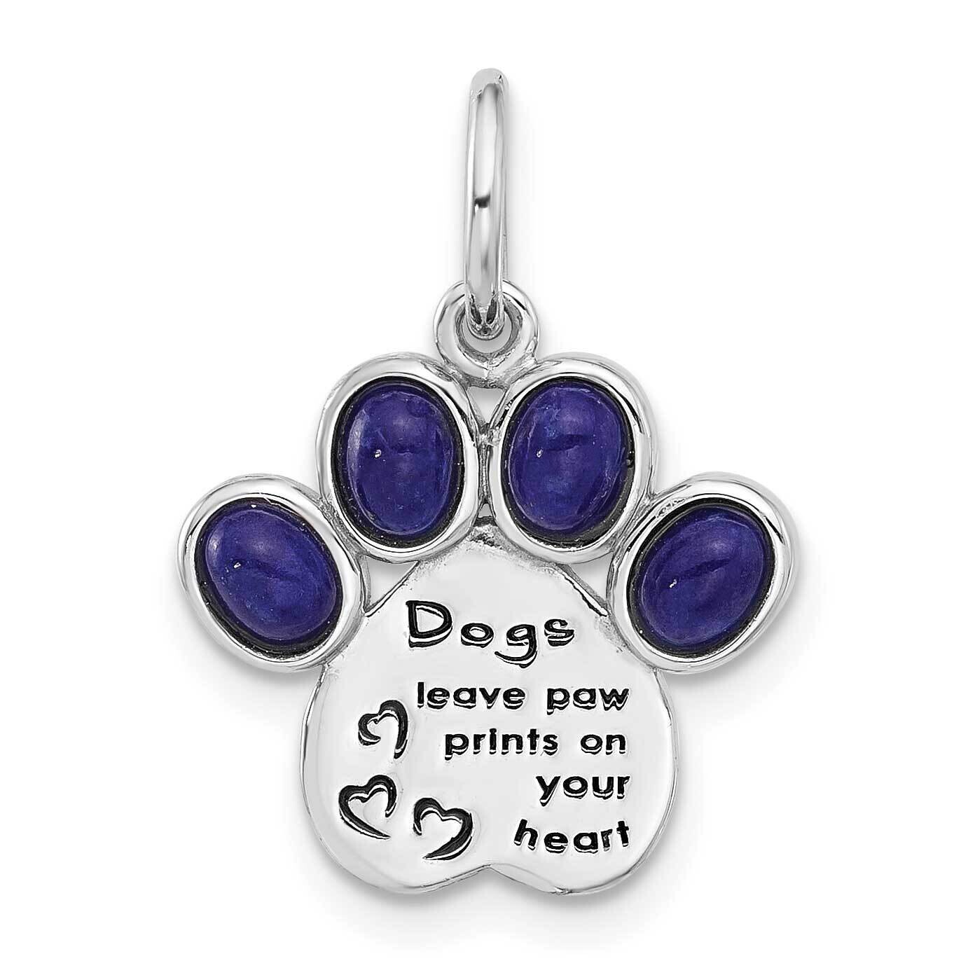 Lapis Lazuli Enamel Paw Print Pendant Sterling Silver Rhodium-Plated QC11344 by Men&#39;s Jewelry and A…
