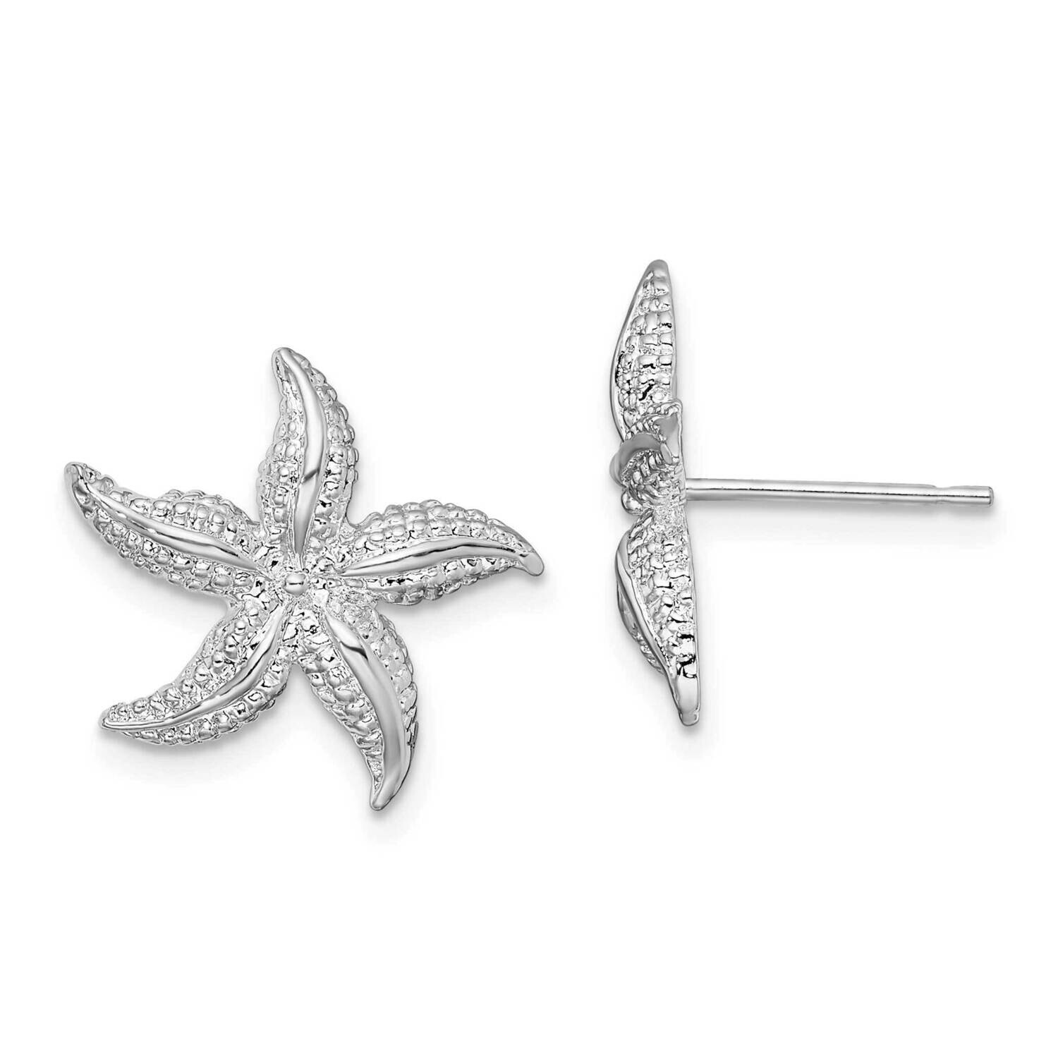 Small Starfish Post Earrings Sterling Silver Polished QE15484, MPN: QE15484, 637218160846