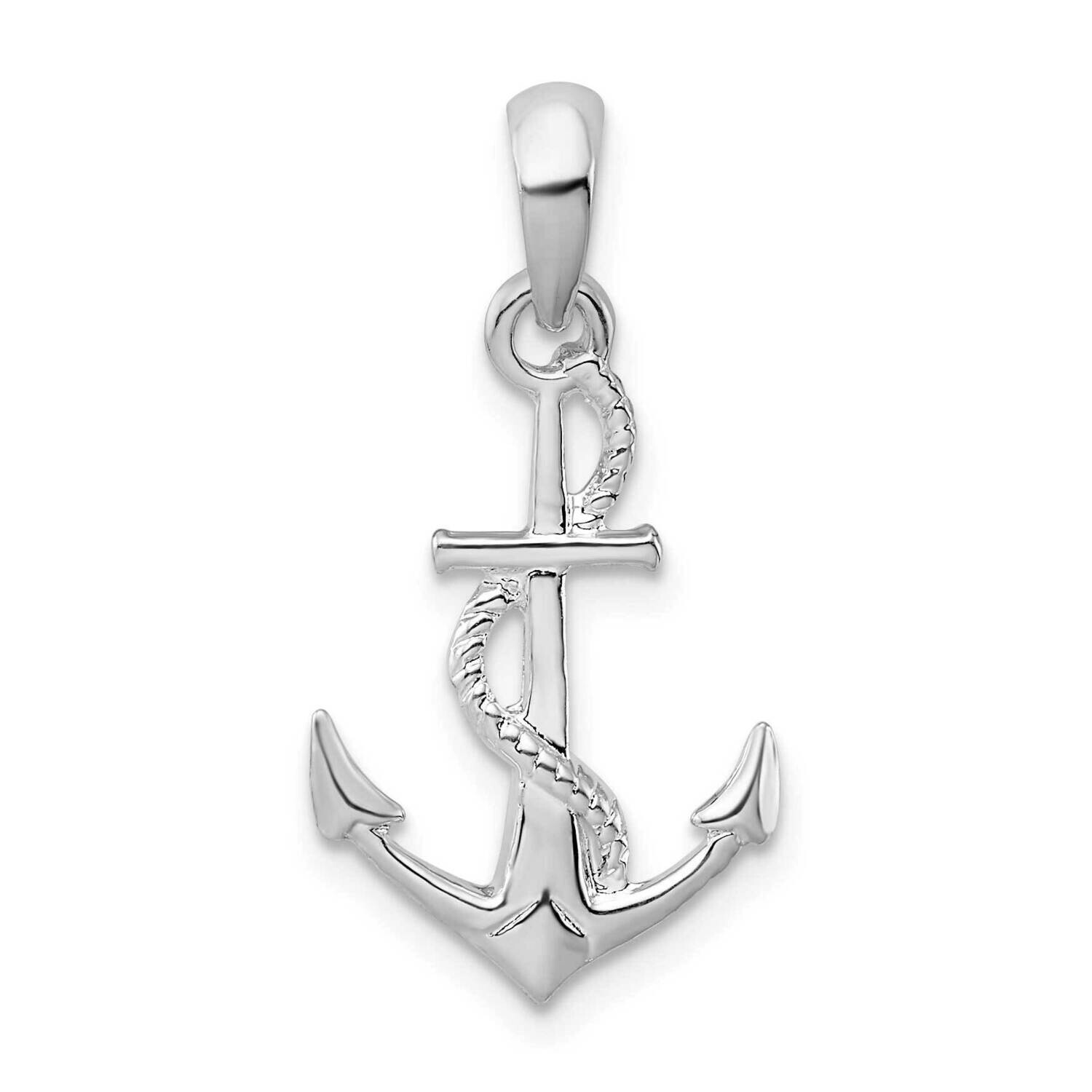 Textured 3D Anchor Rope Pendant Sterling Silver Polished QC9878 by Men&#39;s Jewelry and Accessories, M…