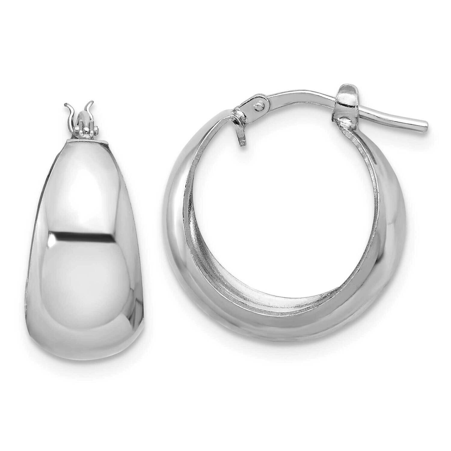 Rh-Plated Polished Tapered Round Small Hoop Earrings Sterling Silver QE16904, MPN: QE16904,