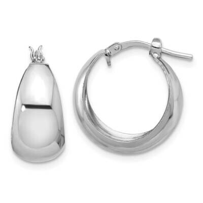 Rh-Plated Polished Tapered Round Small Hoop Earrings Sterling Silver QE16904, MPN: QE16904,