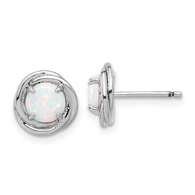 Rhod-Plated Polished Created Opal Swirl Circle Post Earring Sterling Silver QE17439, MPN: QE17439,