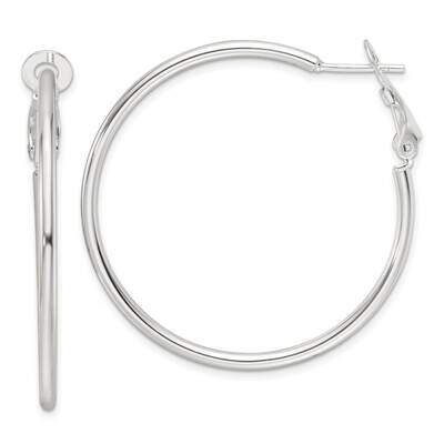 41X2mm Omega Back Round Hoop Earrings Sterling Silver Polished QE16947, MPN: QE16947,