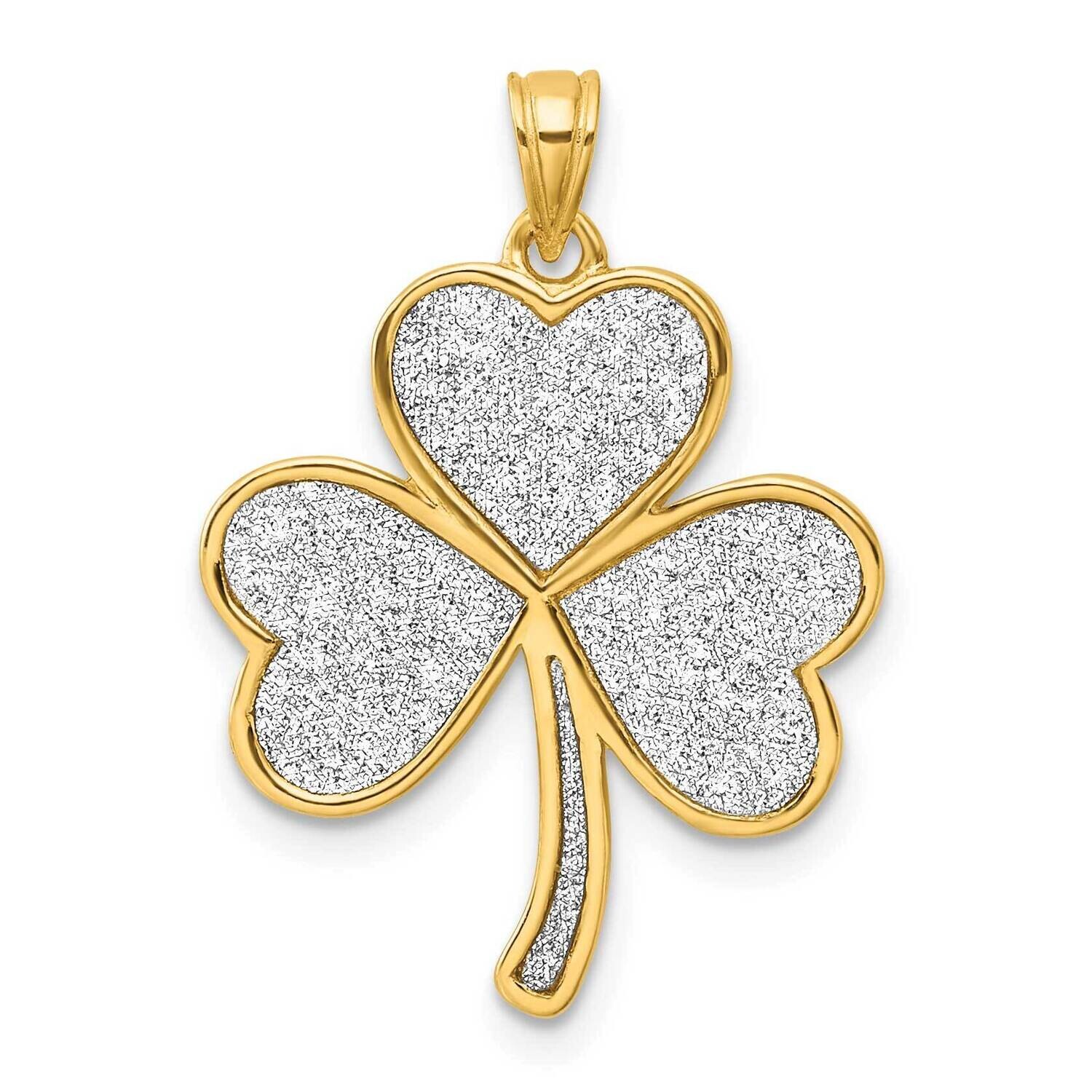 Gold-Tone Glitter Paper Clover Pendant Sterling Silver Polished QC11349 by Men&#39;s Jewelry and Access…