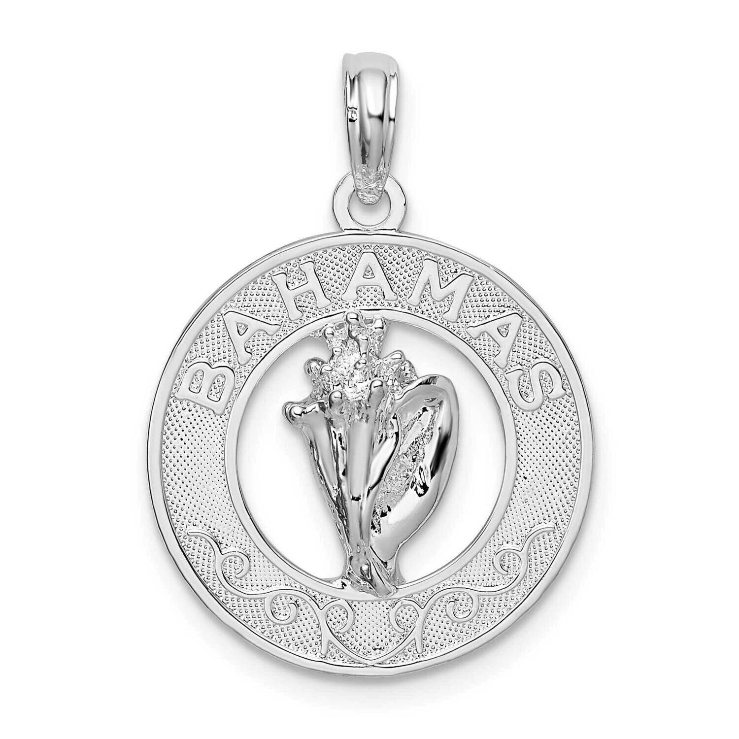 Bahamas Circle Shell Pendant Sterling Silver Polished QC9942, MPN: QC9942, 637218149261