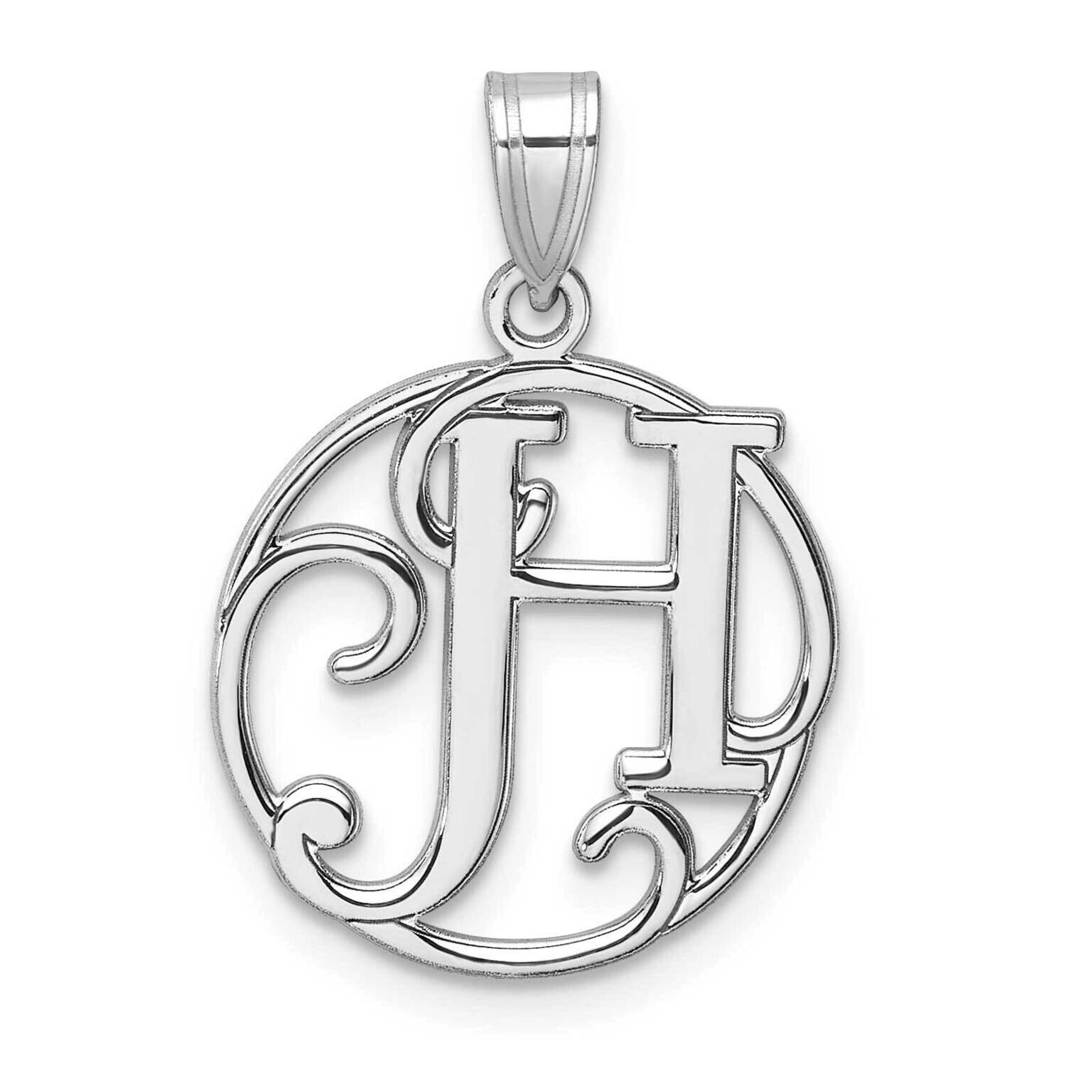 Small Fancy Script Letter H Initial Pendant Sterling Silver Rhodium-Plated QC11257H, MPN: QC11257H,