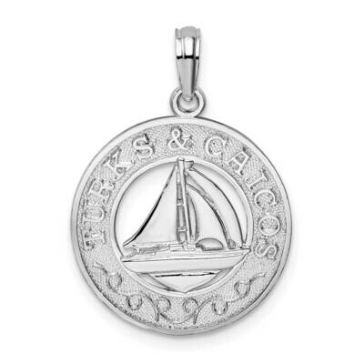 Textured Turks Caicos Sailboat Pendant Sterling Silver QC9892, MPN: QC9892, 637218147045