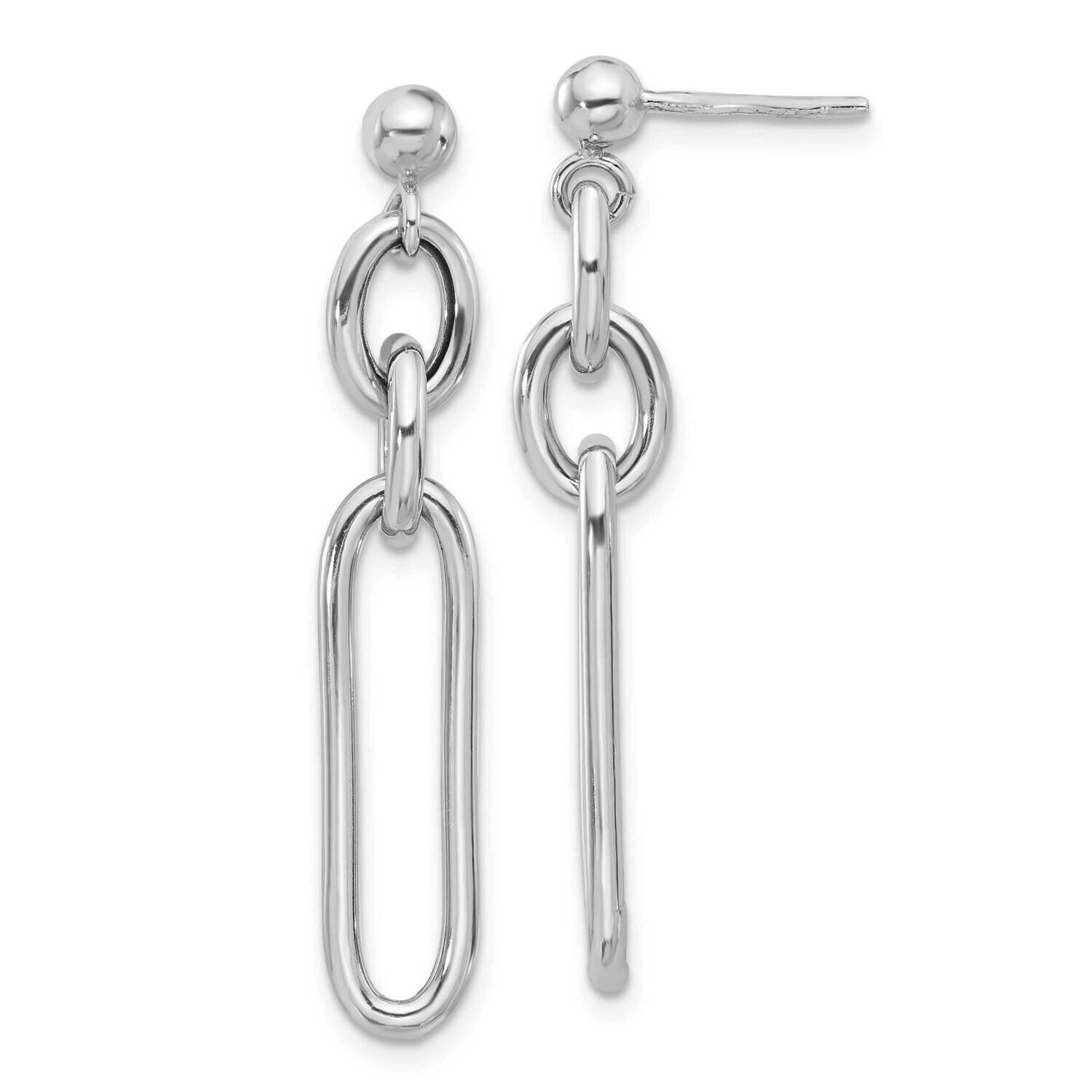 Paperclip Dangle Post Earrings Sterling Silver Rhodium-Plated QE17049, MPN: QE17049,
