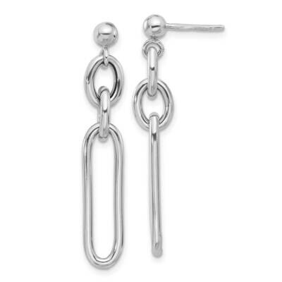 Paperclip Dangle Post Earrings Sterling Silver Rhodium-Plated QE17049, MPN: QE17049,
