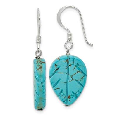 Recon. Magnesite Leaf Shepherd Hook Earrings Sterling Silver QE16690, MPN: QE16690,