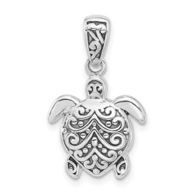 Oxidized Sea Turtle Pendant Sterling Silver Rhodium-Plated QC11369, MPN: QC11369,