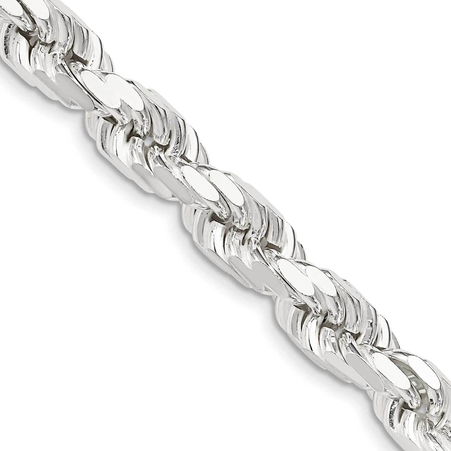 8mm Diamond-Cut Rope Chain 9 Inch Sterling Silver QDC170-9, MPN: QDC170-9,