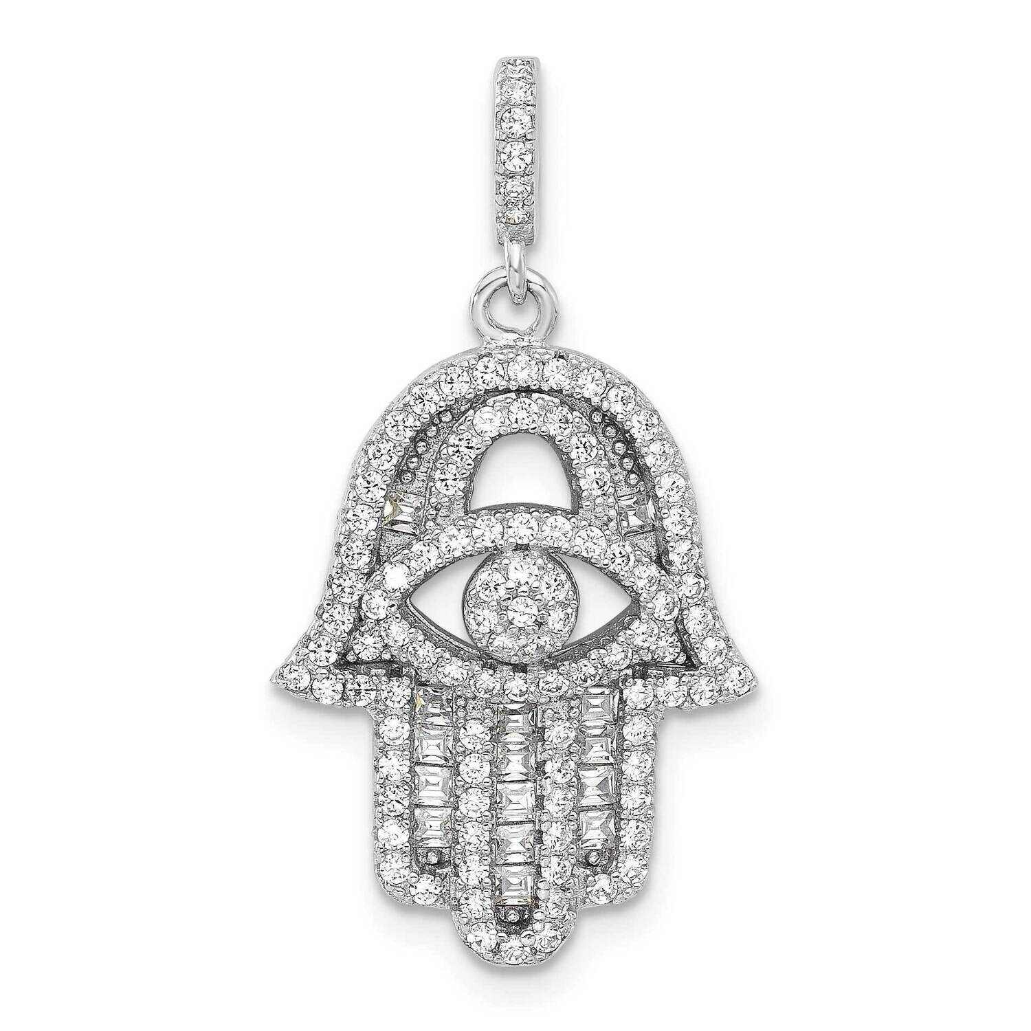 CZ Evil Eye Hamsa Pendant Sterling Silver Rhodium-Plated QC11485 by Men&#39;s Jewelry and Accessories, …