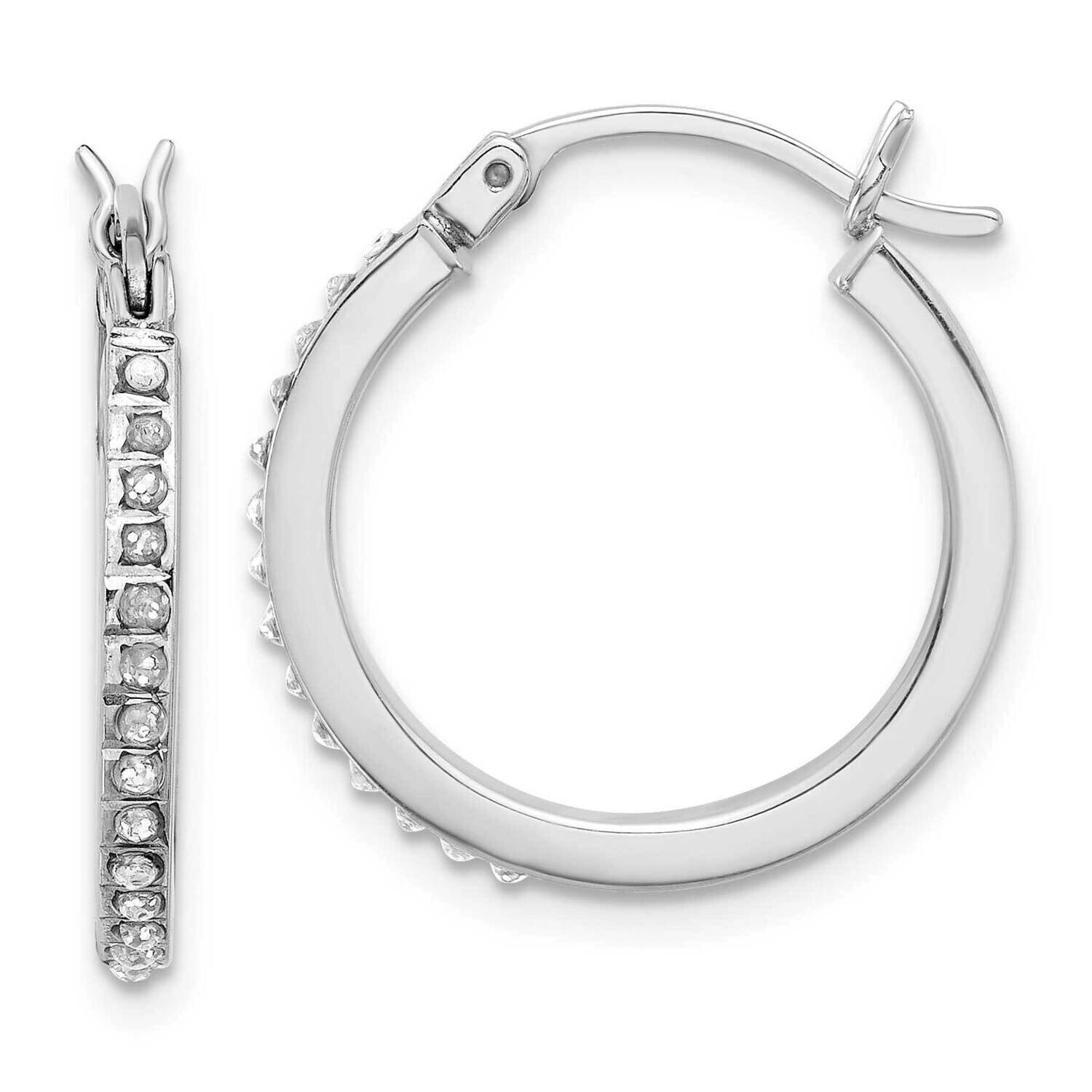 Platinum-Plated Diamond Mystique Hoop Earrings Sterling Silver QDF208, MPN: QDF208,