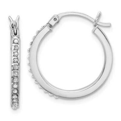 Platinum-Plated Diamond Mystique Hoop Earrings Sterling Silver QDF208, MPN: QDF208,
