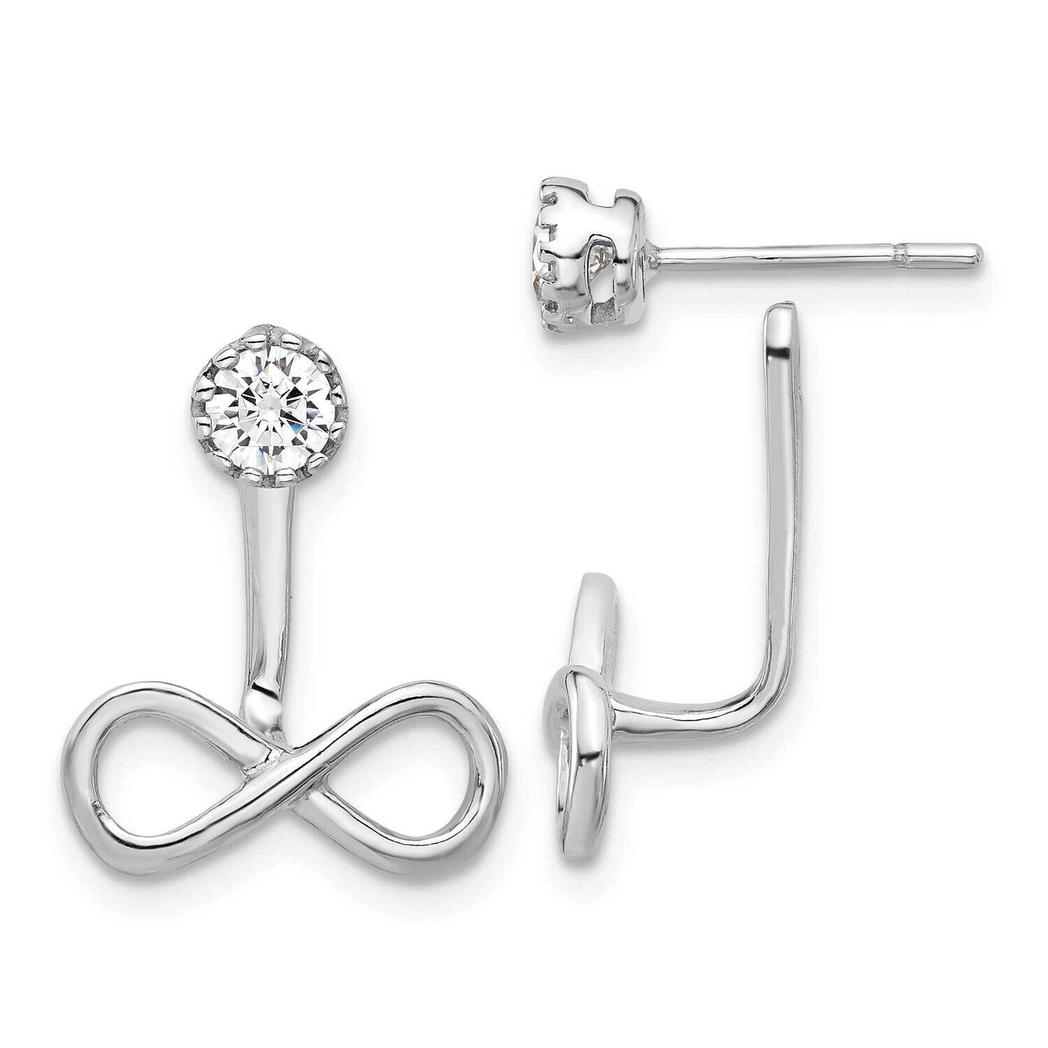Drop Infinity Jacket CZ Post Earrings Sterling Silver Rhodium-Plated QE17540, MPN: QE17540,