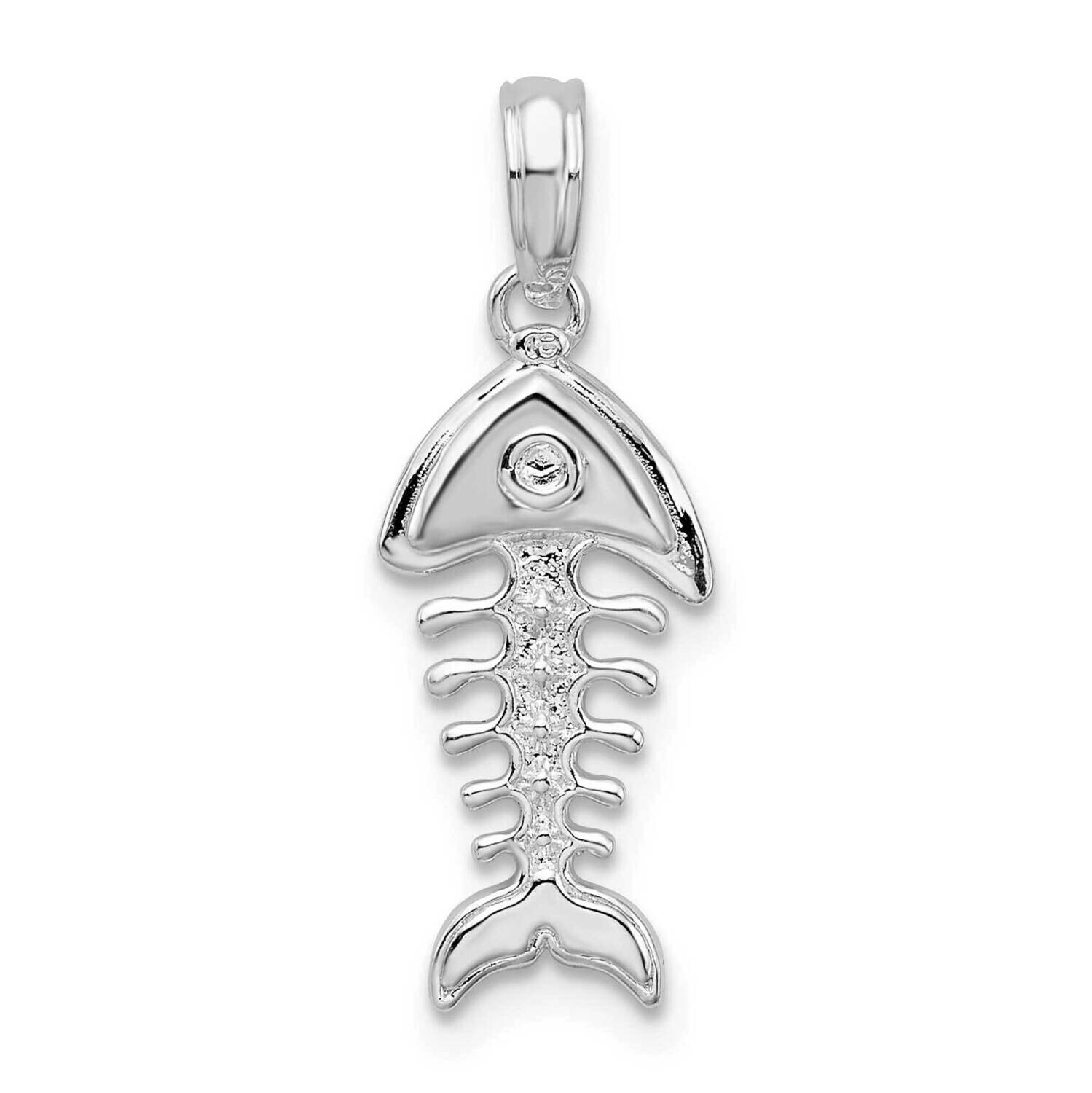 3D Fishbone Pendant Sterling Silver Polished QC9856, MPN: QC9856, 637218146284